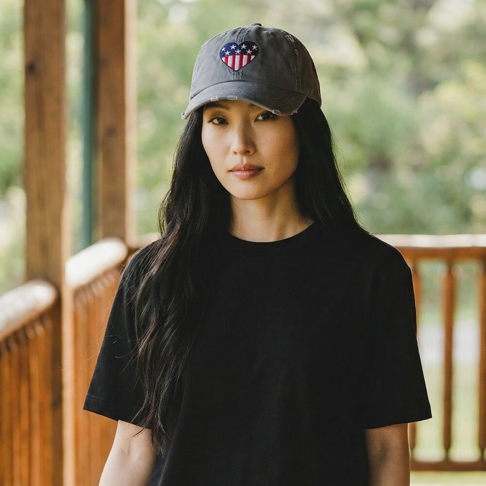 Life is Good Sun washed Chill Americana Heart Flag Chill Cap/Hat - Picture 8 of 8